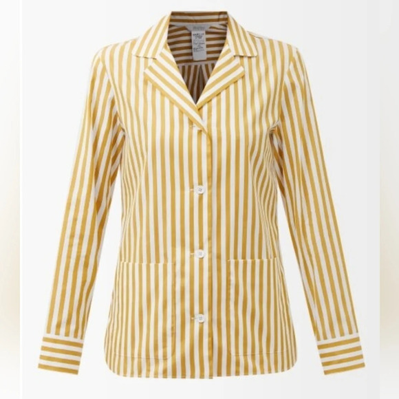 Max Mara Leisure "Gerald" Stripe Jacket Shirt Relaed Fit Fall Yellow, sz XS - Picture 1 of 16